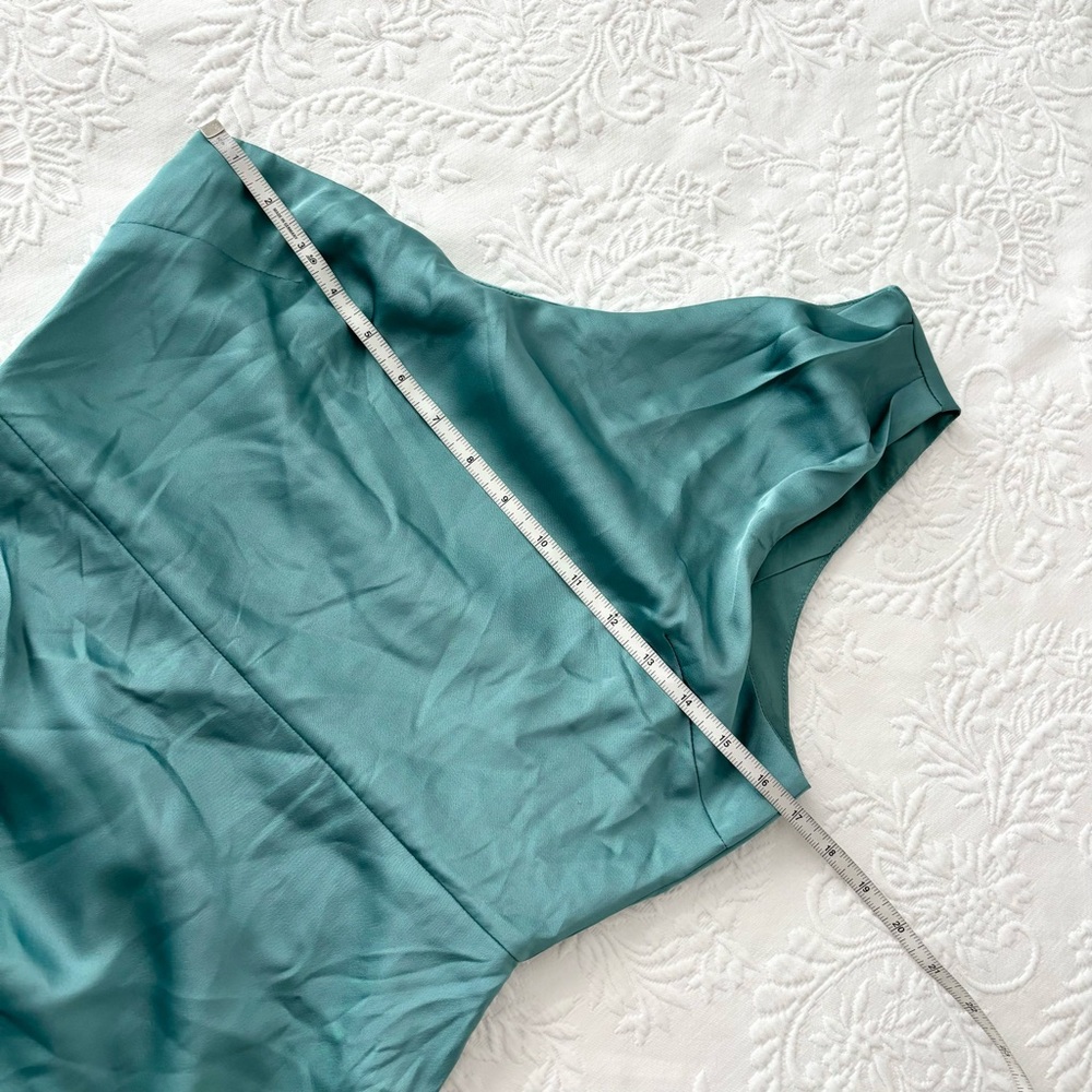 NWT Lulus Love Me Tonight Sage Green Satin One-Shoulder Mini Dress Small - Picture 7 of 10